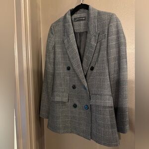 Zara Gray Plaid Blazer